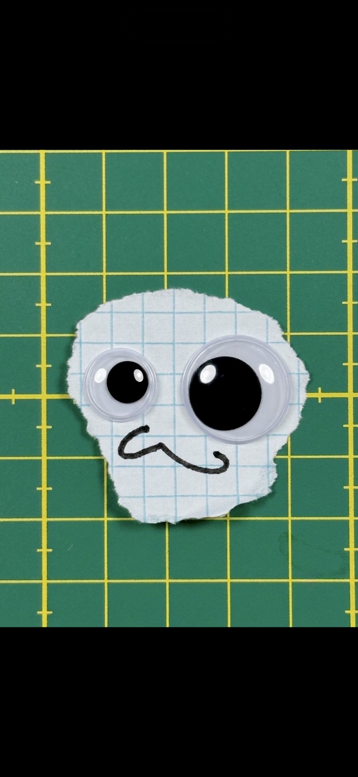 Buzmer's paper character with googly eyes